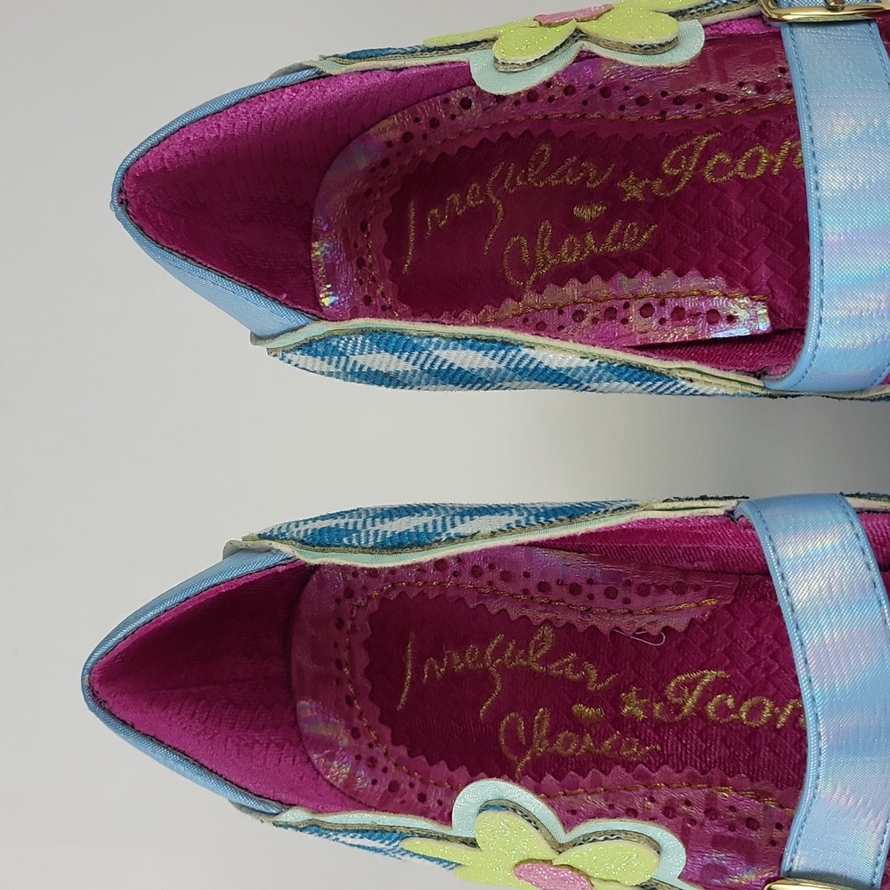 Irregular Choice Blue Gingham Floral Mary Jane Heels - Picture 15 of 15